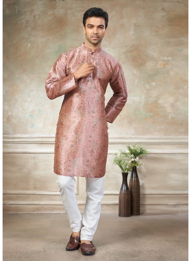 OUTLUK Pink Premium Silk Kurta for Men - Image 1